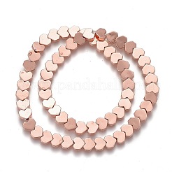 非磁性合成ヘマタイトビーズ連売り  ハート  ローズゴールドメッキ  7x8x2mm  穴：1mm  約64個/連  16.14インチ（41cm）&nbsp;LS-G-O191-02RG