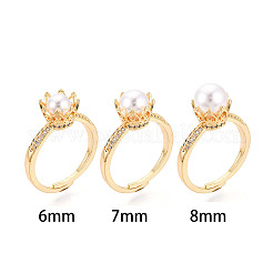 Crown Shape Brass Micro Pave Clear Cubic Zirconia Cup Peg Ring Settings&nbsp;X-KK-T076-18G