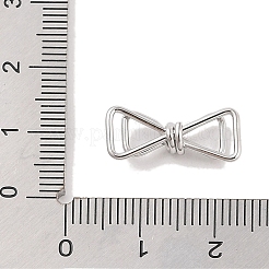 変色しない304ステンレススチールコネクタチャーム  蝶結び  ステンレス鋼色  7.5x18x4.5mm  穴：4x4mm&nbsp;STAS-G336-06A-P
