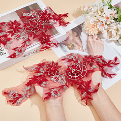 Flower Polyester Embroidery Sew on Appliques&nbsp;DIY-WH20010-38C