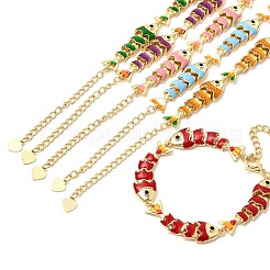 Brass Micro Pave Cubic Zirconia Link Chain Bracelets for Women&nbsp;BJEW-H639-01G