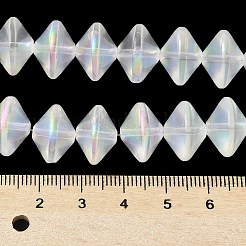 電気メッキガラスビーズセット  空飛ぶ円盤型のビーズ  ホワイト  14x10~10.5mm  穴：1.2~1.4mm  約60個/連  23.78''（60.4センチメートル）&nbsp;EGLA-G038-01A-HR03