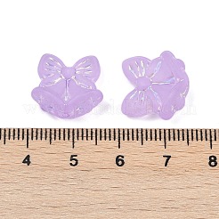 つや消し透明なアクリルビーズ  ちょう結びの鐘  シルバーライン入り  ABカラーメッキ  スミレ  15x15.5x8.5mm  穴：1.2mm  約22個/20g&nbsp;X1-OACR-P029-18B-04