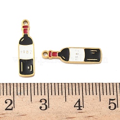 304ステンレススチールエナメルペンダント  赤ワイン  イオンプレーティング（ip）  18KGP本金メッキ  ブラック  18x5x1.5mm  穴：1.2mm&nbsp;X1-STAS-G360-04G-04