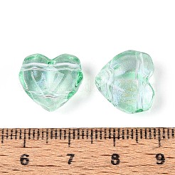透明ガラスビーズ  ハート  多面カット  グリッターパウダー付き  アクアマリン  13x14.5x8mm  穴：1.4mm＆1.5mm  約606個/1000g&nbsp;GLAA-T028-03G