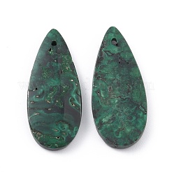 天然石マラカイトペンダント  ティアドロップ  41~42x18~19x3~5mm  穴：1.5mm&nbsp;G-K171-04H