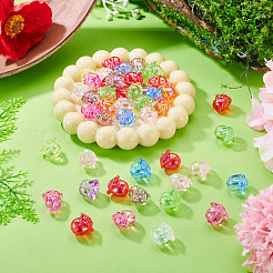 50 個の UV メッキ透明アクリルビーズ  虹色の  花  ミックスカラー  15.5x16x12mm  穴：2.5mm&nbsp;OACR-TA0001-75
