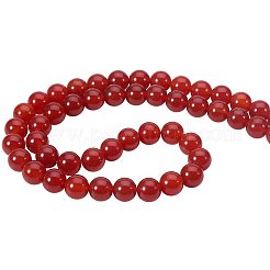 天然石カーネリアンビーズ連売り  染め  グレードA  ラウンド  8mm  穴：1mm  約48個/連  15.5インチ  1連 /セット&nbsp;G-PH0028-8mm-15