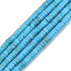 天然石ハウライトビーズ連売り  ディスク  染め  ヒシビーズ  シアン  4~4.5x2~2.5mm  穴：0.5~0.7mm  約172~173個/連  14.92''~15.20''（37.9~38.6センチメートル）&nbsp;G-H230-86