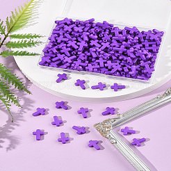 200個の不透明なアクリルビーズ  クロス  青紫色  16x12x4.5mm&nbsp;SACR-FS0001-39D