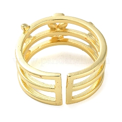 Rack Plating Brass Micro Pave Cubic Zirconia Open Cuff Rings&nbsp;RJEW-K266-09C-G