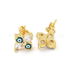 Flower with Evil Eye Real 18K Gold Plated Brass Stud Earrings&nbsp;EJEW-L269-101G-01