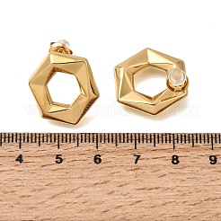 304ステンレススチールスタッドピアス  六角  ゴールドカラー  20x17mm&nbsp;EJEW-D362-09G