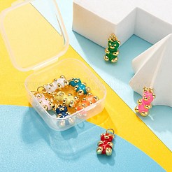 9本9色本物の18Kゴールドメッキ真鍮ペンダント  エナメルと丸カン付き  長持ちメッキ  クマ  ミックスカラー  17.5x9x5mm  穴：3mm  1個/スタイル&nbsp;KK-LS0001-29