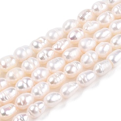 天然養殖淡水パールビーズ連売り  ライス  乳白色  3.5~6x4~4.5mm  穴：0.7~0.8mm  約59~60個/連  13.58''（34.5センチメートル）&nbsp;LS-PEAR-N012-04S