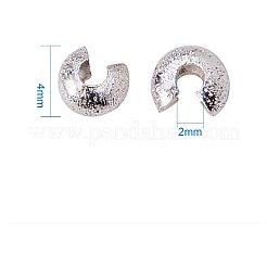真鍮製つぶし玉カバーカシメ玉カバー  ニッケルフリー  銀  直径4mm  穴：2mm  約100個/箱  梱包サイズ：6.8x5.2x1.1センチ&nbsp;KK-PH0004-19S-NF