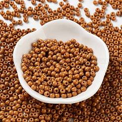 焼付塗装ガラスシードビーズ  ラウンド  キャメル  4x3mm  穴：1.2mm  約7650個/ポンド&nbsp;SEED-H002-I-A514