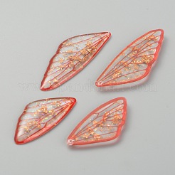 透明樹脂ペンダント  金箔  ウイングチャーム  レッド  29.5~39.5x14.5~15x2mm  穴：1mm  4個/セット&nbsp;RESI-TAC0004-24B