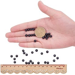 パール調ガラスパールラウンドビーズ  染め  ブラック  6mm  穴：1.2~1.5mm  約400個/箱&nbsp;HY-PH0001-6mm-080