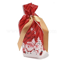 Christmas Santa Claus Plastic Packing Pouches Drawstring Bags&nbsp;ABAG-Q053-03G