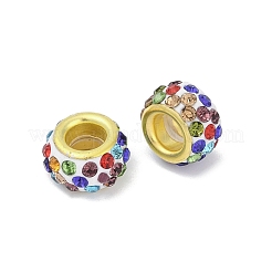 合金ラインストーン粘土パヴェビーズ  ロンデル  カラフル  11.5x6.5mm  穴：5mm&nbsp;ALRI-D300-04G-06