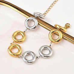 Two Tone 304 Stainless Steel Dual-Tone Orbit Chain Bracelets for Women&nbsp;BJEW-A169-14GP