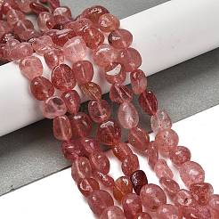 天然石ストロベリークォーツビーズ連売り  ナゲット  タンブルストーン  7~13x4.5~10x4.5~10mm  穴：1.2mm  約44~46個/連  15.08~16.14インチ（38.3~41cm）&nbsp;G-P497-01E-06