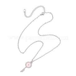 Alloy Enamel Key Lock Pendant 304 Stainless Steel Cable Chain Necklace Sets&nbsp;NJEW-JN05497