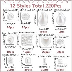 12セット12スタイルのABSプラスチック模造真珠ビーズ  混合図形  4~17x4.5~15x4~9mm  穴：1~1.4mm  1セット/スタイル&nbsp;FIND-AR0005-25