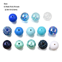 DIYジュエリー作りのパーツキット  アクリル＆樹脂ビーズ50個を含む  ラウンド  ミックスカラー  20x19~20mm  穴：2~4mm&nbsp;DIY-FP0001-65