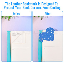 16Pcs 8 Colors PU Imitation Leather Heart Bookmarks&nbsp;AJEW-TA0002-61