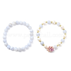 Adjustable Natural Blue Lace Agate Stretch Bracelets&nbsp;BJEW-JB14143