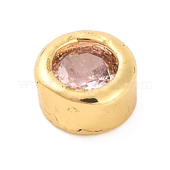 Rack Plating Flat Round Brass Micro Pave Cubic Zirconia Cabochons&nbsp;KK-F874-03G-03
