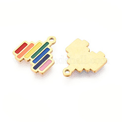 Rainbow Color 304 Stainless Steel Enamel Charms&nbsp;STAS-T065-51G