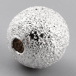 長持ちメッキ真鍮製ビーズ  テクスチャビード  ラウンド  925銀メッキ  8x7.5mm  穴：2mm&nbsp;LS-KK-O133-004D-S