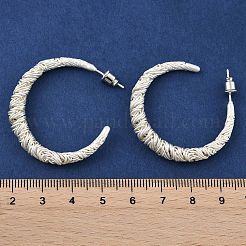 女性用テクスチャーC字型真鍮フープピアス  銀  34x6mm&nbsp;EJEW-U055-19S