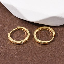 スターリングシルバーマイクロパヴェクリアキュービックジルコニアフープピアス925個  ゴールドカラー  13x2mm&nbsp;EJEW-K317-04G