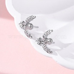 真鍮製スタンドピアス  フクロウ  プラチナメッキ  10.5x11.5mm&nbsp;EJEW-D288-17P