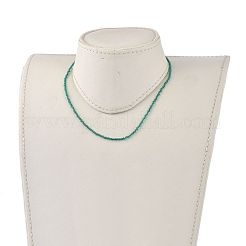 ファセットロンデルガラスビーズネックレス  金メッキ真鍮引き輪付き  ティール  14.37インチ（36.5cm）&nbsp;NJEW-JN03004-05