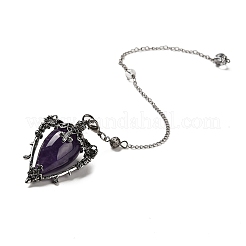 Natural Amethyst Triangle Dowsing Pendulum Pendants&nbsp;G-G022-01AS-01