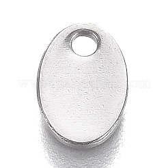 変色しにくい304ステンレススチールチャーム  レーザー切断  オーバル  ステンレス鋼色  9x6x0.9mm  穴：1.7mm&nbsp;STAS-I166-20B