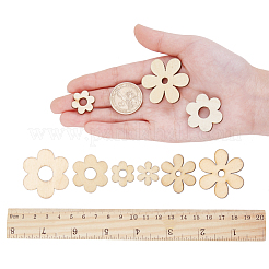 ウッドカボション  レーザーカットウッドシェイプ  花  パパイヤホイップ  18~39x2.7mm&nbsp;WOOD-O004-03