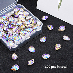Pointed Back Glass Rhinestone Cabochons&nbsp;RGLA-OC0001-30