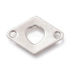 変色しにくい304ステンレススチールリンクコネクター  菱形  ステンレス鋼色  12.5x18x1mm  穴：1.8mm&nbsp;STAS-O136-25P