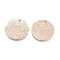イオンプレーティング（IP）304ステンレスペンダント  テクスチャ  フラットラウンド  ローズゴールド  20x1mm  穴：1.4mm&nbsp;STAS-G211-20mm-02RG