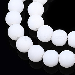 ジェイド風ガラスビーズ連売り  艶消し  ラウンド  乳白色  8~8.5mm  穴：1.5mm  約51~53個/連  14.96インチ〜15.55インチ（38~39.7cm）&nbsp;GLAA-T032-J8mm-MD01