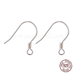 925スターリングシルバーピアスフック  銀  15x16.5mm  穴：1mm  22ゲージ  ピン：0.6mm&nbsp;X-STER-M031-01S