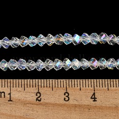 電気メッキガラスビーズセット  パール光沢メッキ  多面カット  双円錐形  クリアAB  4x4x3mm  穴：1mm  約149個/連  12.2~12.6''（31~32センチメートル）&nbsp;GLAA-Q105-04Y