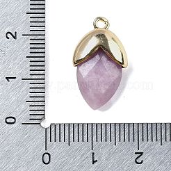 天然レピドライトペンダント  金色の真鍮のパーツと  イチゴの形をしたチャーム  多面カット  19.5x12x6.5mm  穴：1.6mm&nbsp;G-U019-03A-03