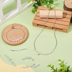 4Pcs 4 Styles Brass Pave Clear Cubic Zirconia Flower Butterfly Connector Charms&nbsp;KK-TA0008-72S